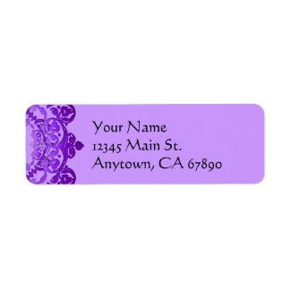 Purple Floral Vintage Art Return Address Labels