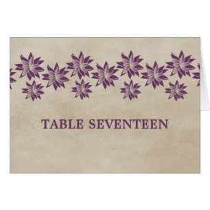 Purple Floral Vintage Table Number Card