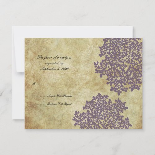 Purple Floral Vintage Wedding RSVP