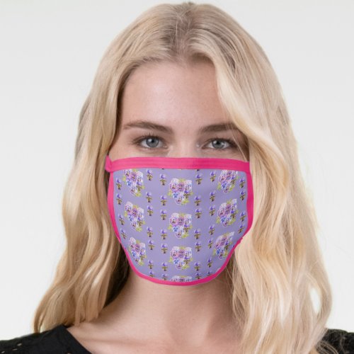 Purple floral Viola Pansy Flower Pattern Face Mask