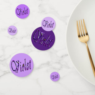 Purple Floral Violet Name,  Confetti