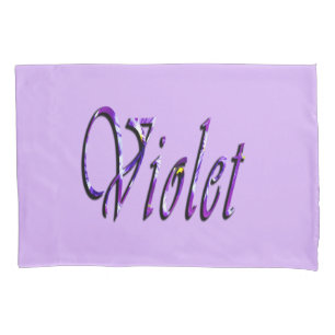 Purple Floral Violet Name, Pillow Case