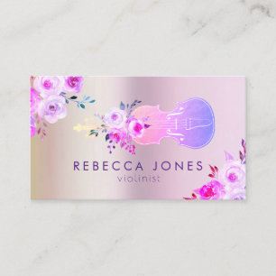 purple floral violin Business Card