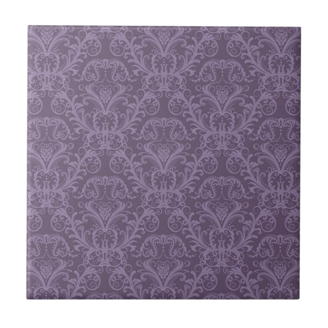 Purple floral wallpaper 2 ceramic tile (Front)