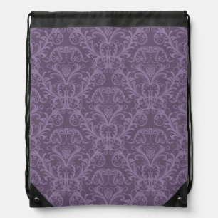 Purple floral wallpaper 2 drawstring bag