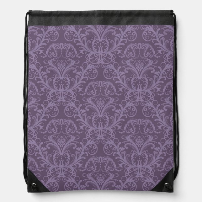 Purple floral wallpaper 2 drawstring bag (Front)