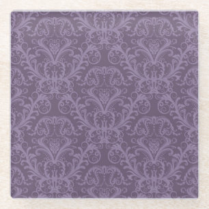 Purple floral wallpaper 2 glass coaster