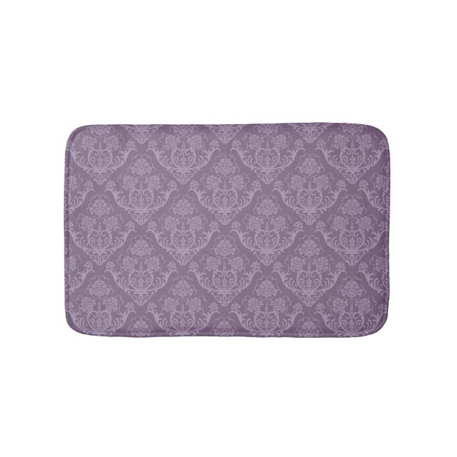 Purple floral wallpaper bath mat (Front)