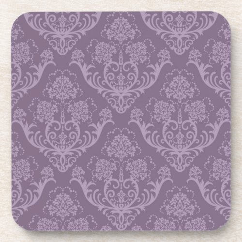 Purple floral wallpaper drink coaster
