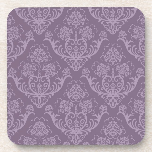 Purple floral wallpaper drink coaster (Front)