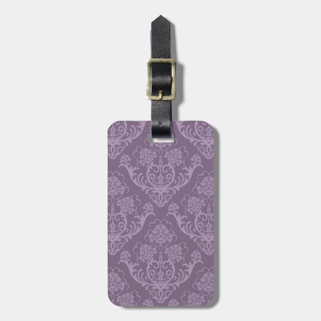 Purple floral wallpaper luggage tag (Front Vertical)