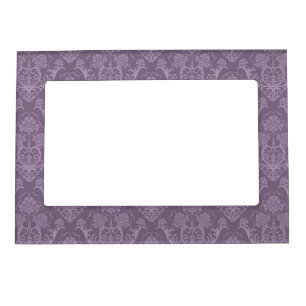 Purple floral wallpaper magnetic picture frame