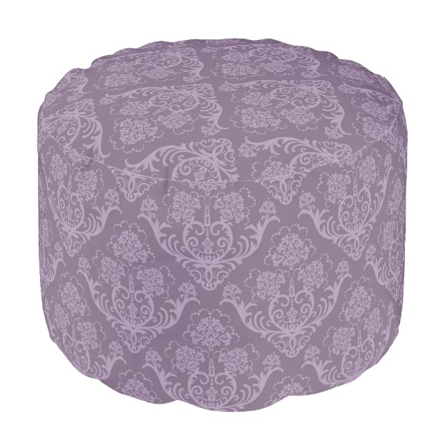 Purple floral wallpaper pouf (Angled Front)