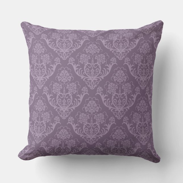 Purple floral wallpaper throw pillow (Front)