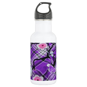 Purple Floral Water Bottle