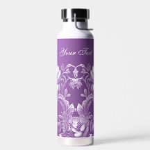 Purple Floral Water Bottle
