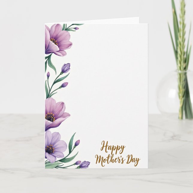 Purple Floral Watercolor Card (Front)