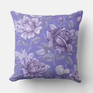 Purple Floral Watercolor Designer Pillow