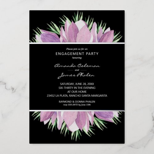 Purple Floral Watercolor Engagement Party Invites