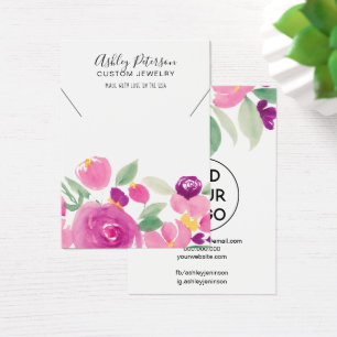 Purple floral watercolor jewelry necklace display