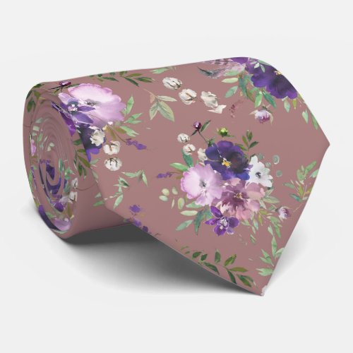 Purple Floral Watercolor Lavender Flowers  Neck Ti Neck Tie