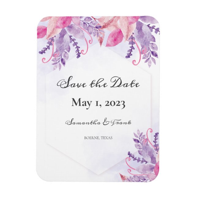 Purple Floral Watercolor Magnet (Vertical)