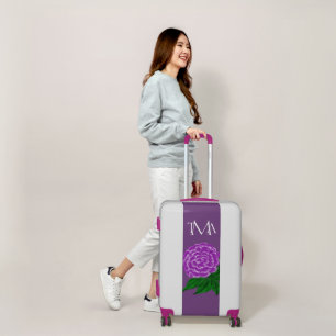 Purple Floral Watercolor Monogram Luggage
