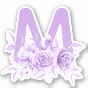 Purple Floral Watercolor Monogram Sticker