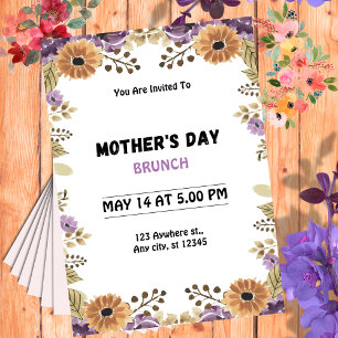 Purple Floral Watercolor Mother's Day Brunch Invitation
