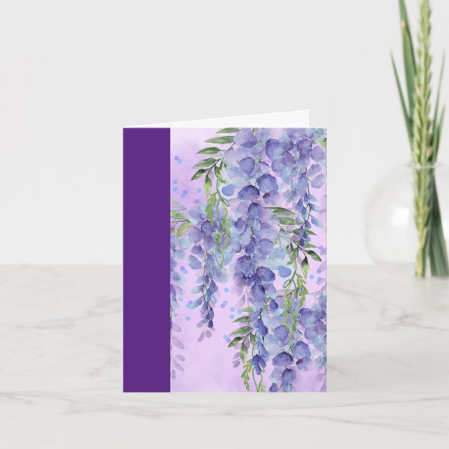 Purple Floral Watercolor Note Card (Front)