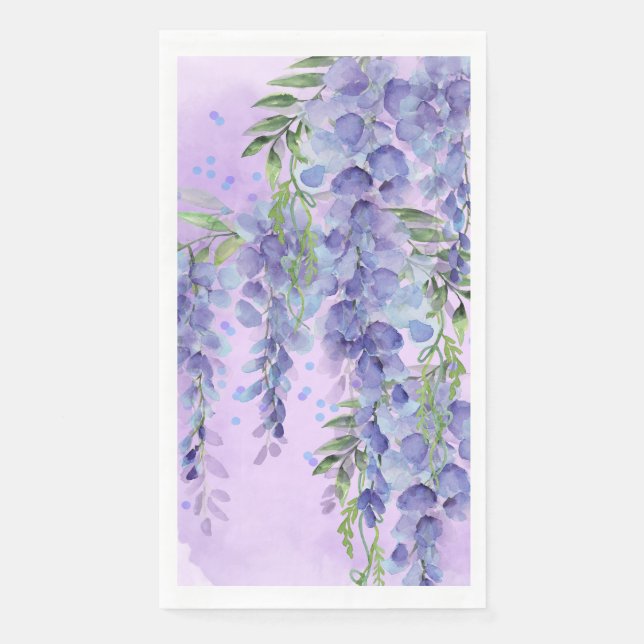 Purple Floral Watercolor Paper Guest Towels (Front)