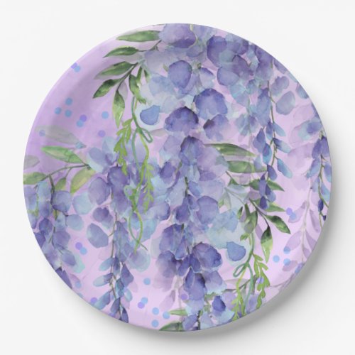 Purple Floral Watercolor Paper Plate