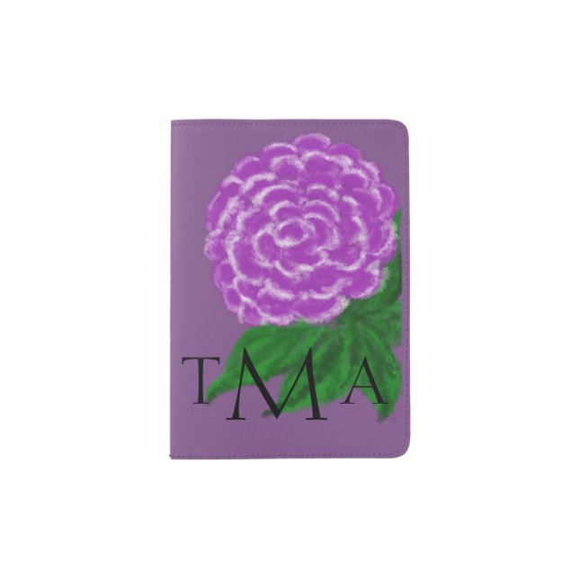 Purple Floral Watercolor Passport Holder (Front)