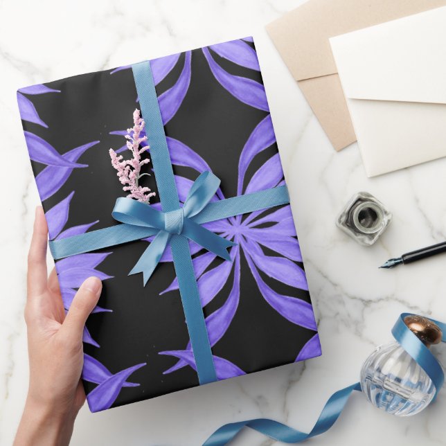 Purple floral watercolor pattern wrapping paper (Gifting)