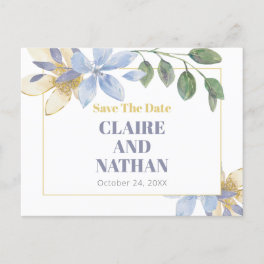 Purple Floral Watercolor Save the Date Postcard