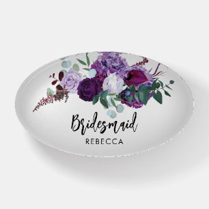 Purple Floral Watercolor Script Bridesmaid Gift Paperweight