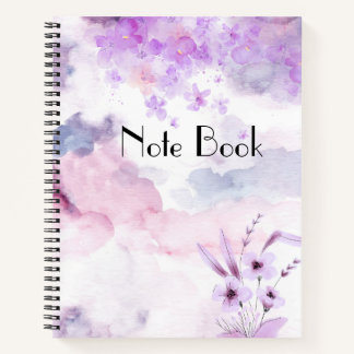 Purple Floral Watercolor Spiral Notebook