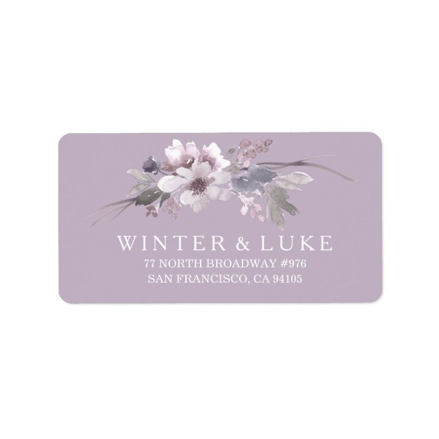 Purple Floral Watercolor Wedding Address Label
