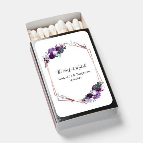 Purple Floral Watercolor Wedding Favors Matchboxes