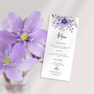 Purple Floral Watercolor Wedding Menu