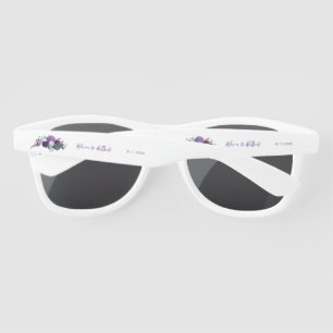Purple Floral Watercolor Wedding Party Sunglasses