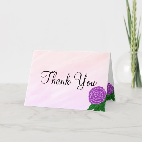 Purple Floral Watercolor Wedding Thank You Card