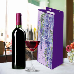Purple Floral Watercolor Wine Bag