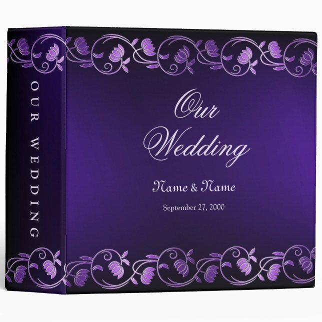 Purple Floral Wedding Album Binder (Front/Spine)