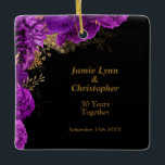 Purple Floral Wedding Anniversary Ceramic Ornament<br><div class="desc">Celebrate your love and commitment with this beautiful floral wedding anniversary ornament. It can be personalized with your names and wedding date,  or with any other message you choose.</div>