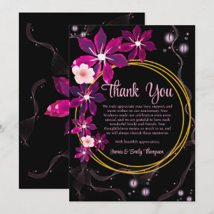 Purple Floral Wedding Anniversary Thank You Custom Card