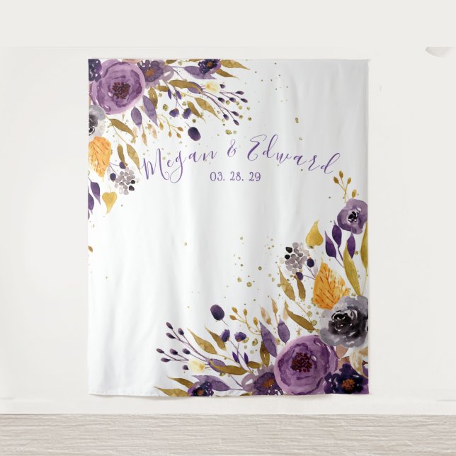 Purple Floral Wedding Backdrop Reception Decor (Front)