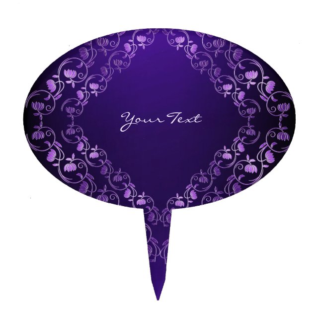 Purple Floral Wedding Cake Topper (Front)