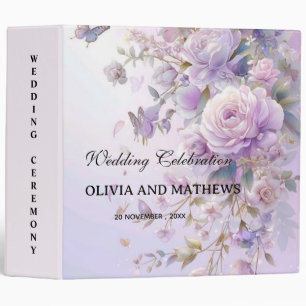 Purple Floral Wedding Celebration Personalized Bin 3 Ring Binder