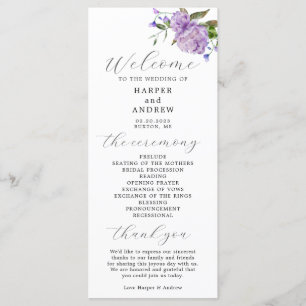 Purple Floral Wedding Ceremony Program